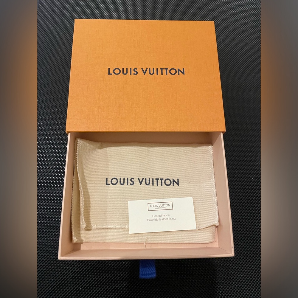 Louis Vuitton Small Leather Goods Orange Box, Dust Bag, and Card